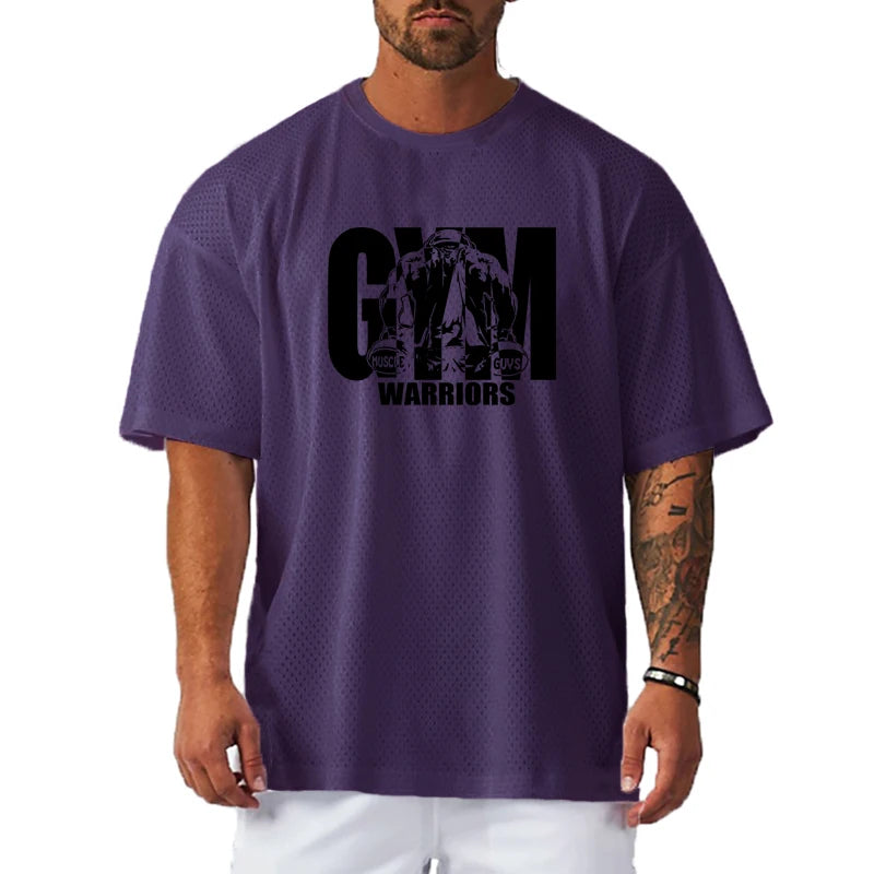 Men’s Oversized Quick-Dry Gym T-Shirt – Breathable Mesh Fitness Tee