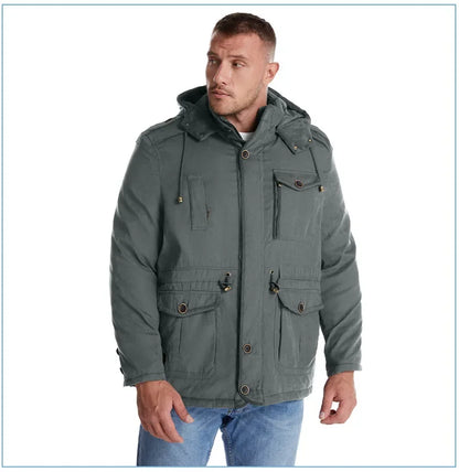 Thickened Multi-Pocket Mid-Length Casual Coat