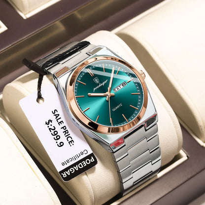 POEDAGAR Luxury Stainless Steel Waterproof Men’s Quartz Watch