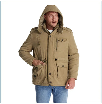 Thickened Multi-Pocket Mid-Length Casual Coat