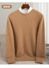 Pure Wool Men's Slim-Fit Round Neck O-Neck Cashmere Sweater
