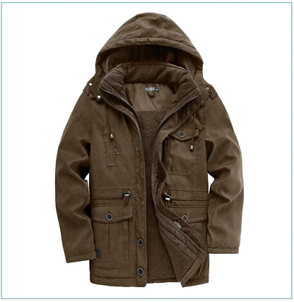 Thickened Multi-Pocket Mid-Length Casual Coat