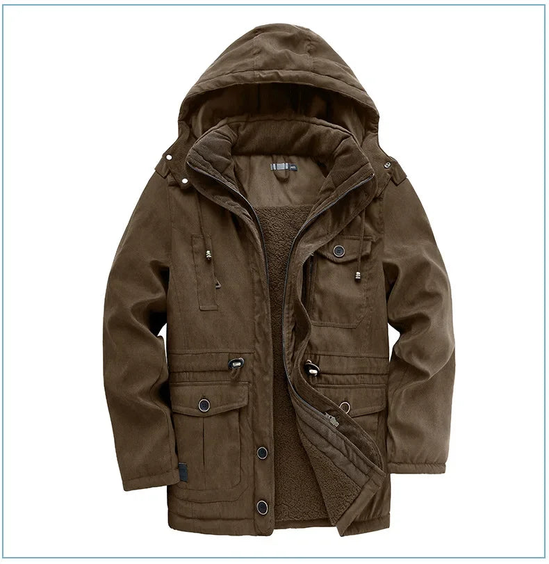 Thickened Multi-Pocket Mid-Length Casual Coat