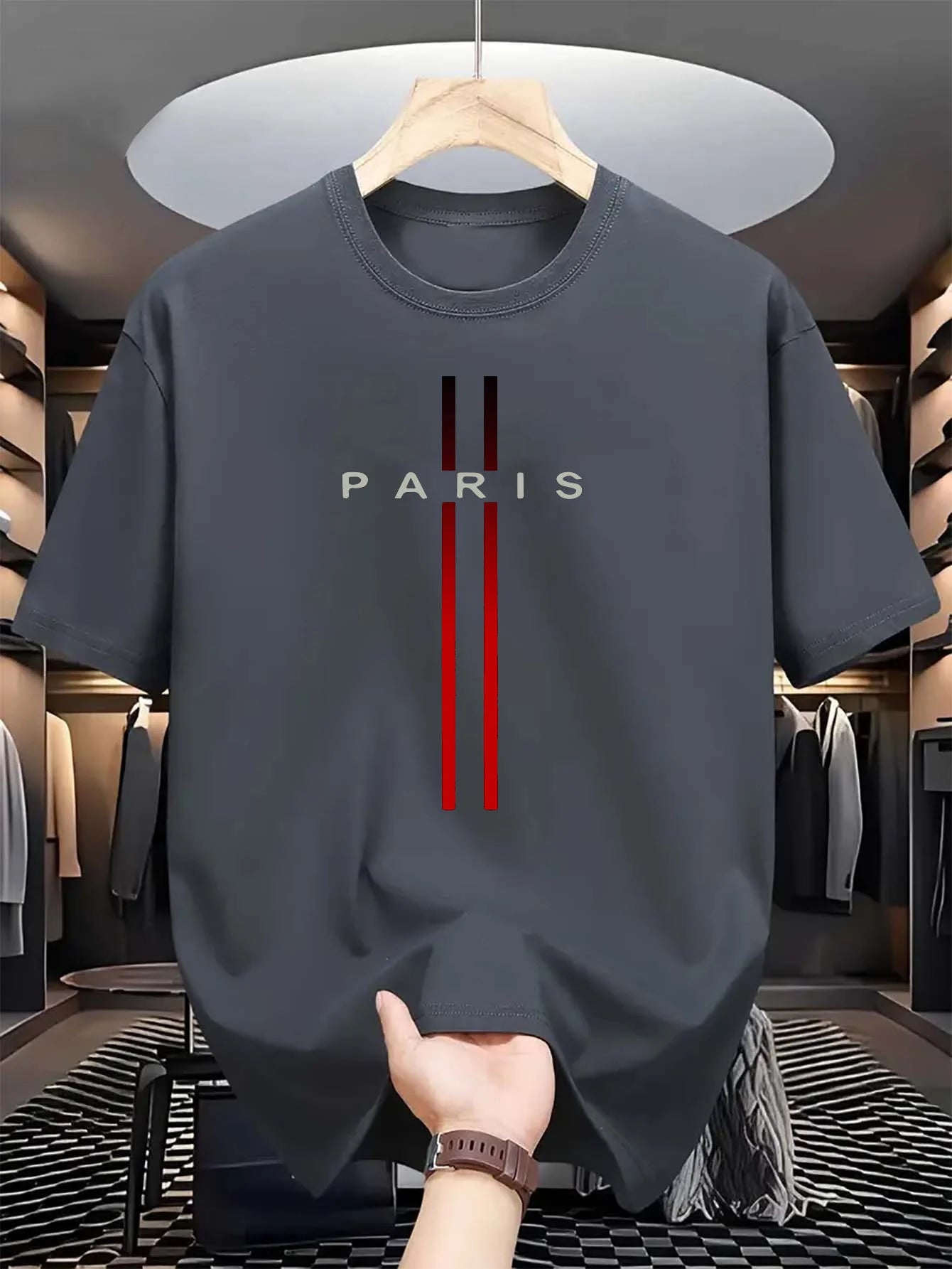 Men’s 100% Cotton Paris Print T-Shirt – Casual Summer Tee