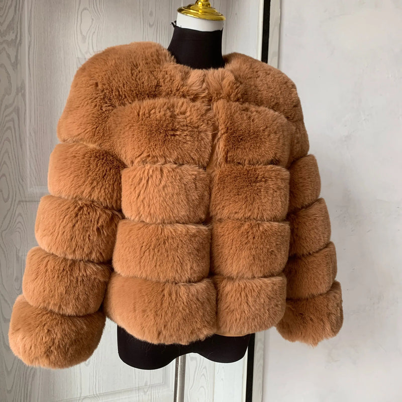 Women's High-Quality Faux Fox Fur Coat