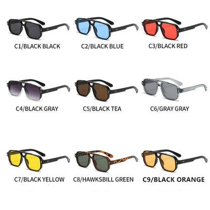 Retro Double Bridge Square Sunglasses for Men and Women