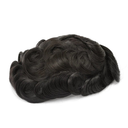 Topunique Full Swiss Lace Men’s Toupee – 90% Light to Medium Light Density