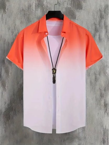 Gradient 3D Printed Men's Summer Beach Shirt