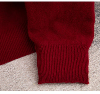 Pure Wool Men's Slim-Fit Round Neck O-Neck Cashmere Sweater
