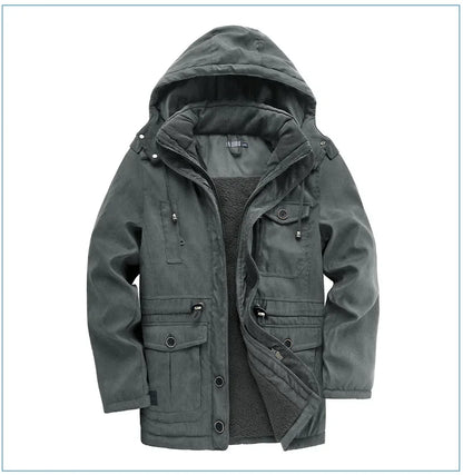 Thickened Multi-Pocket Mid-Length Casual Coat