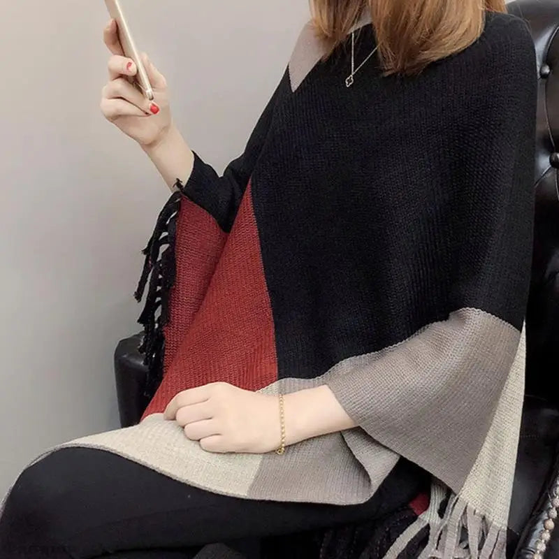 Elegant Ladies Poncho Cape Sweater