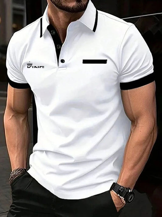 Men’s Color Block Polo Shirt – Casual Golf & Summer Sportswear