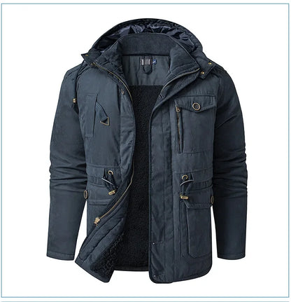 Thickened Multi-Pocket Mid-Length Casual Coat