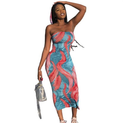 Sexy Slim Fit Printed Bandage Long Dress