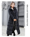 Women's Long Over-Knee Winter Parka with Fur Hood