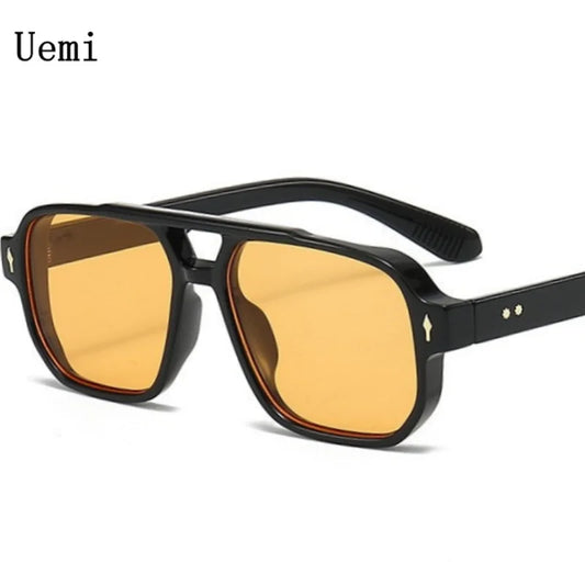 Retro Double Bridge Square Sunglasses for Men and Women
