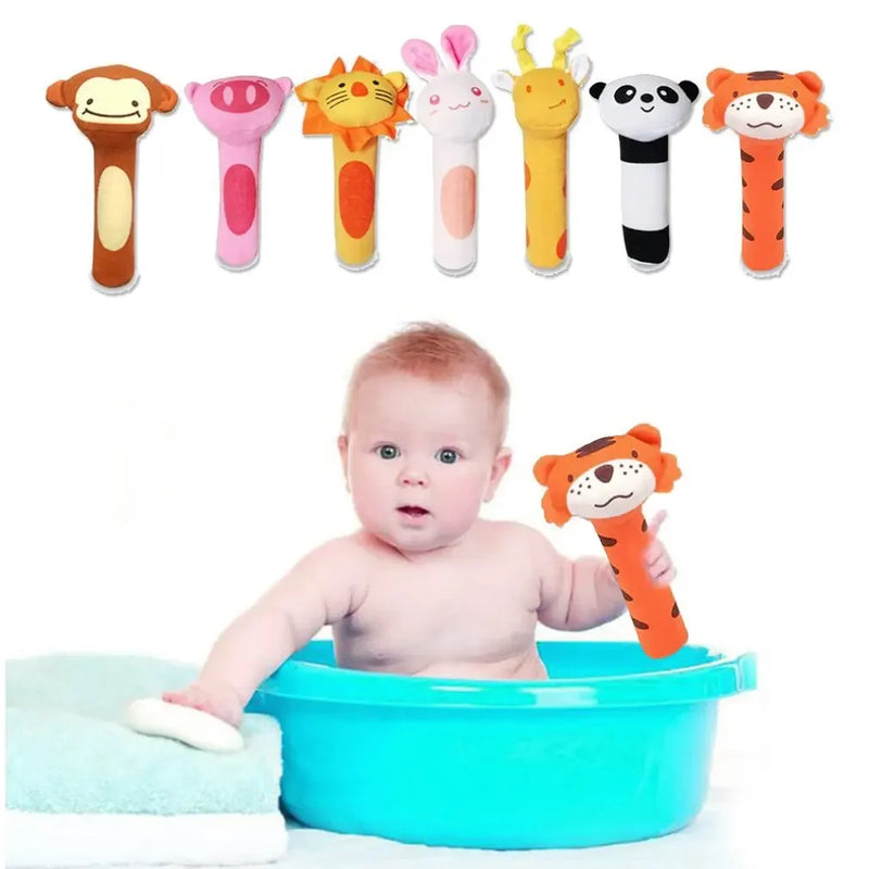 Cartoon Animal Hand Bell Rattle - Soft Plush Baby Rattle Toy