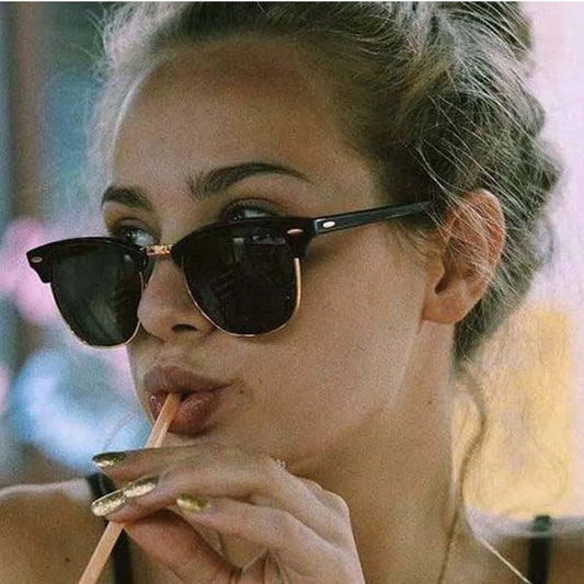 Vintage Polarized Semi-Rimless Sunglasses for Women