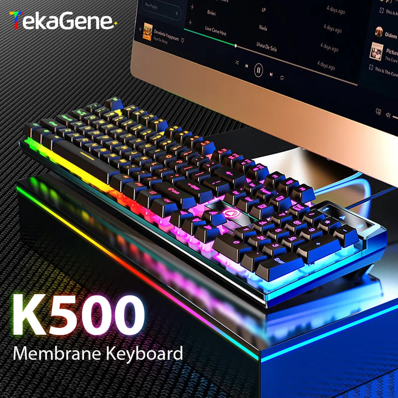 Ultimate K500 Wired Keyboard – 104-Key Mechanical Feel for Office & Gaming