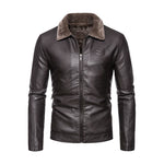 Winter Motorcycle Leather Jacket with Fur Collar