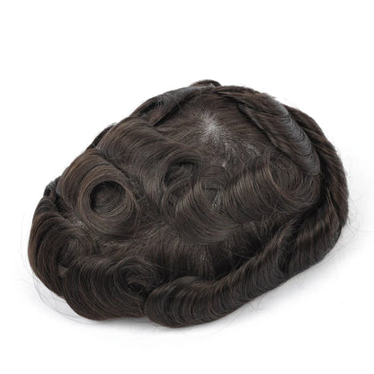 Topunique Full Swiss Lace Men’s Toupee – 90% Light to Medium Light Density