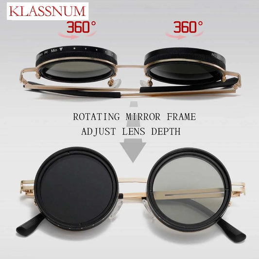 ND9 Adjustable Polarized Round Sunglasses for Men and Women UV400