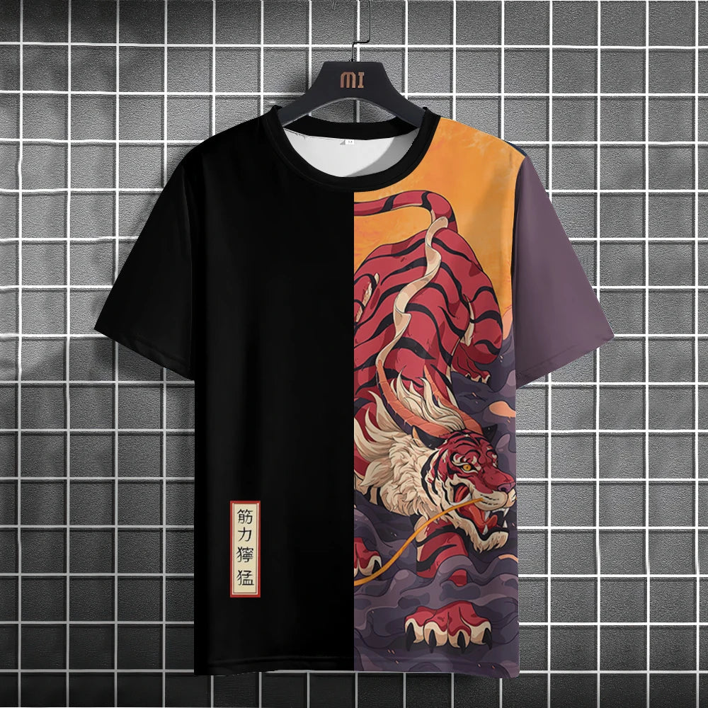 Unisex Japanese Samurai Cat 3D Printed T-shirt