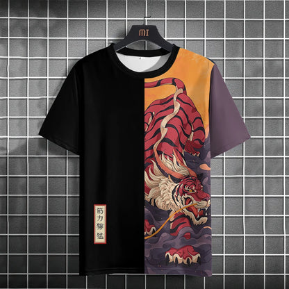 Unisex Japanese Samurai Cat 3D Printed T-shirt