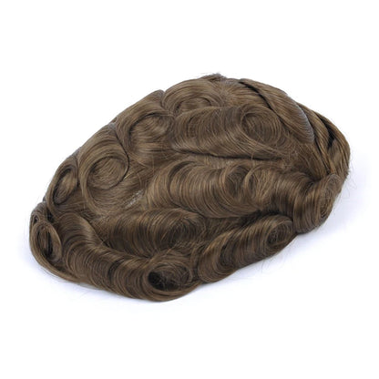 Topunique Full Swiss Lace Men’s Toupee – 90% Light to Medium Light Density