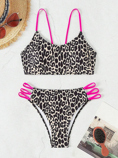 Leopard Print Micro Bikini Set for Women High Waist Brazilian Swimwear
