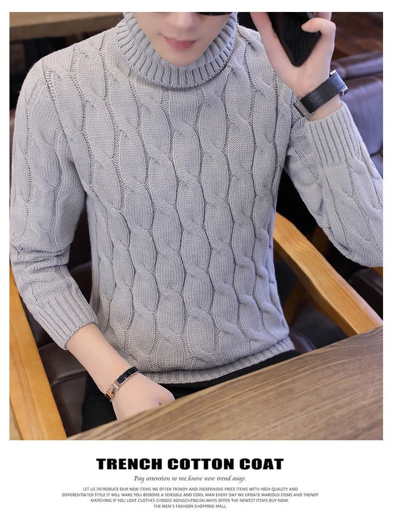 Men's White Turtleneck Sweater