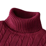 Men's Solid High Neck Knitted Sweater