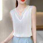 Elegant Women's Silk Chiffon Camisole with Lace V-neck