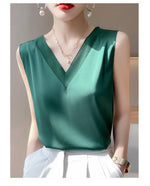 Elegant Women's Silk Chiffon Camisole with Lace V-neck