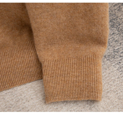 Pure Wool Men's Slim-Fit Round Neck O-Neck Cashmere Sweater