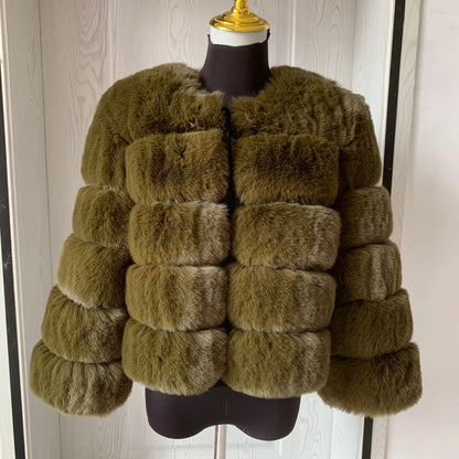Women's High-Quality Faux Fox Fur Coat