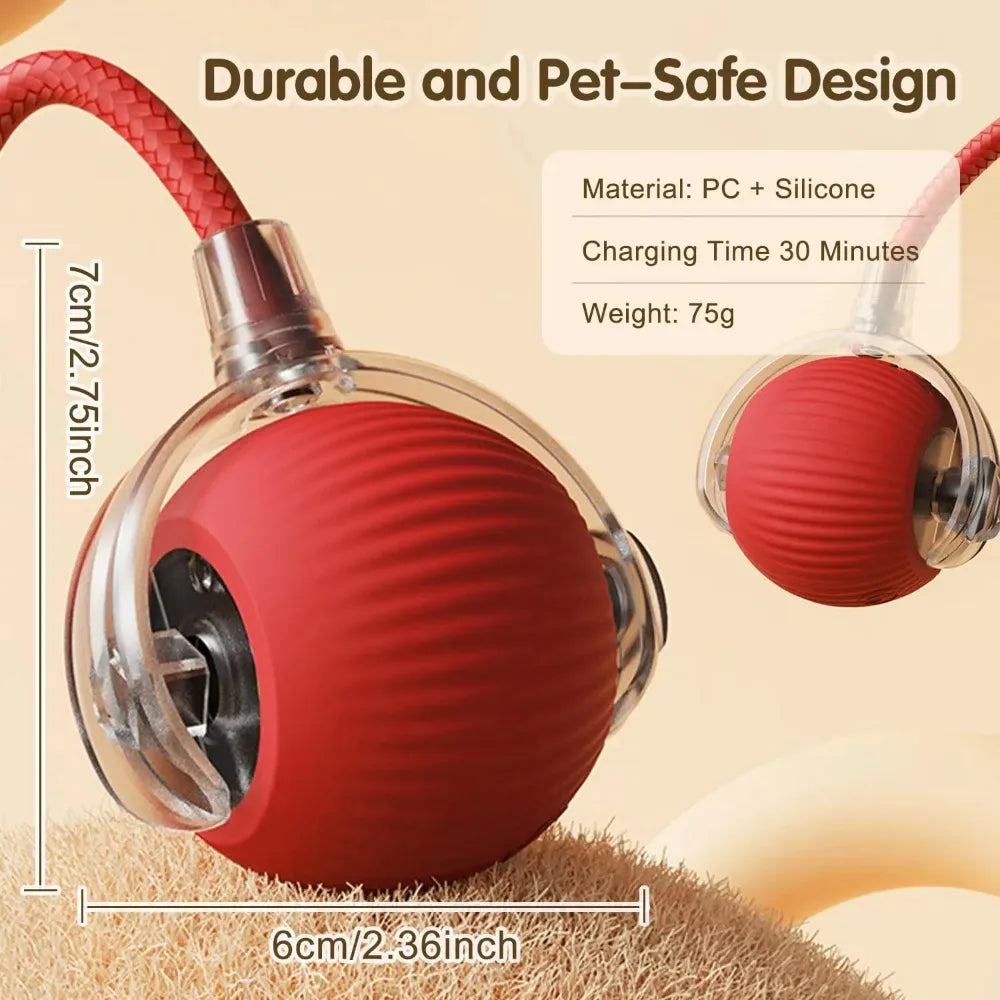 Smart Rechargeable Cat Toy Ball with Moving Tail and Auto Rolling