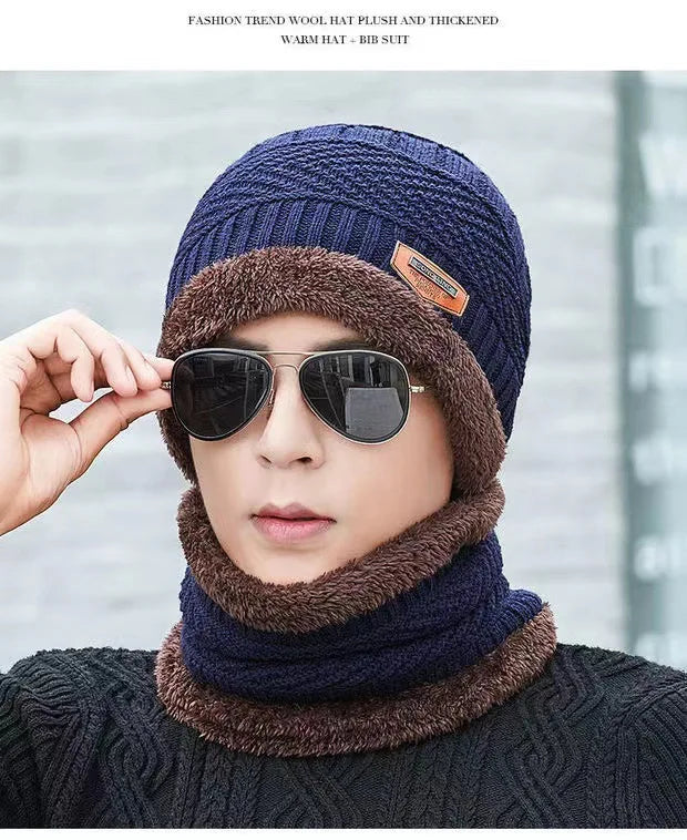 Winter Knit Hat & Scarf Set for Men