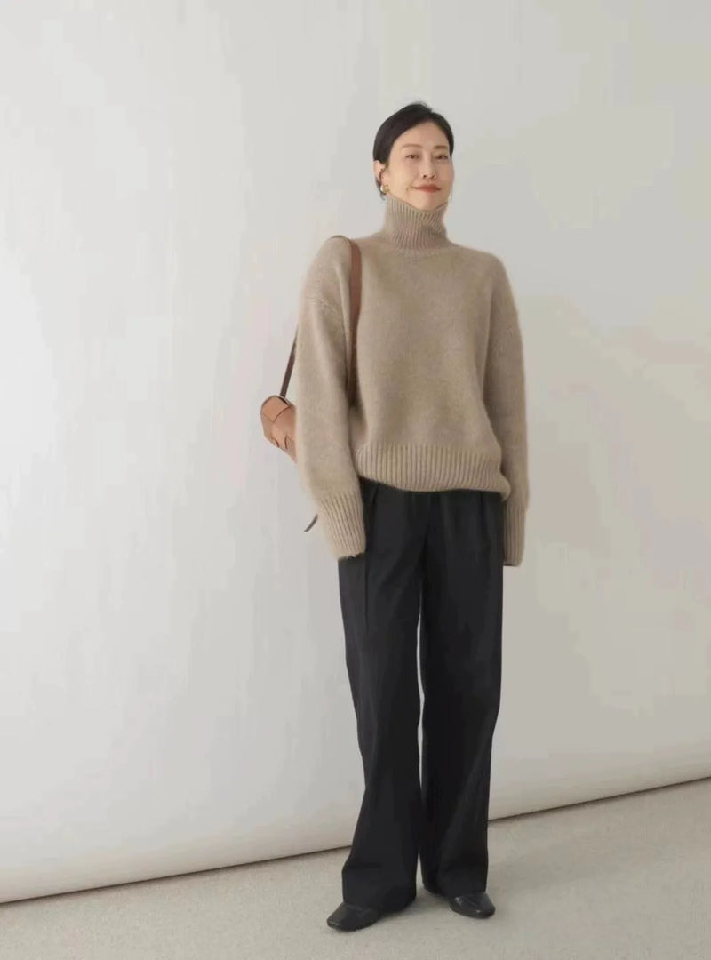 Luxurious 100% Cashmere Turtleneck Sweater for Women