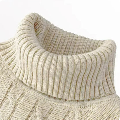 Men's Solid High Neck Knitted Sweater