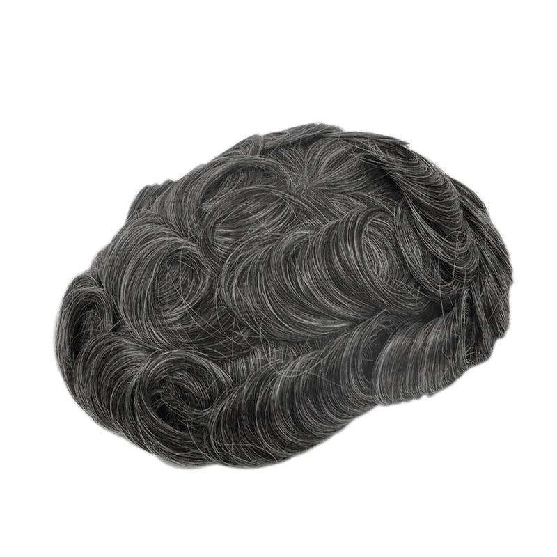 Topunique Full Swiss Lace Men’s Toupee – 90% Light to Medium Light Density