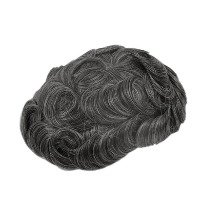 Topunique Full Swiss Lace Men’s Toupee – 90% Light to Medium Light Density