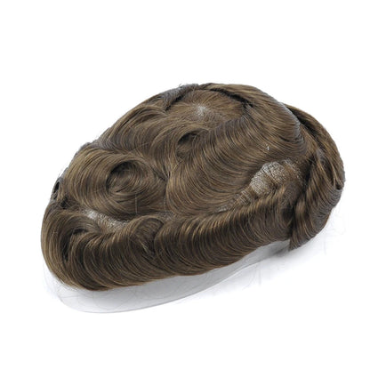 Topunique Full Swiss Lace Men’s Toupee – 90% Light to Medium Light Density