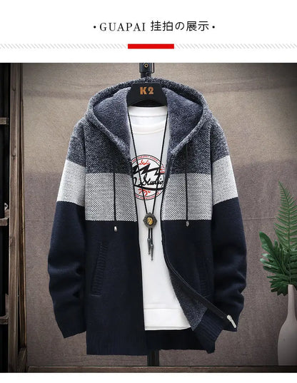 Luxury Men's Hooded Cardigan Sweater - Stylish & Functional