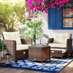 Outdoor Chairs with Ottomans & Coffee Table