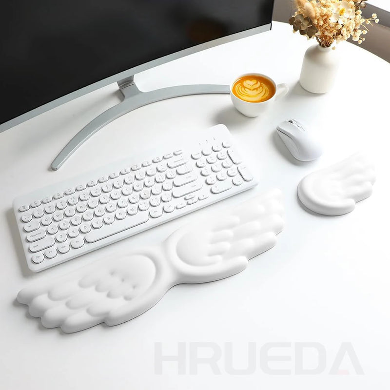 Ergonomic Angel Wing Keyboard & Mouse Pad Set for Wrist Support