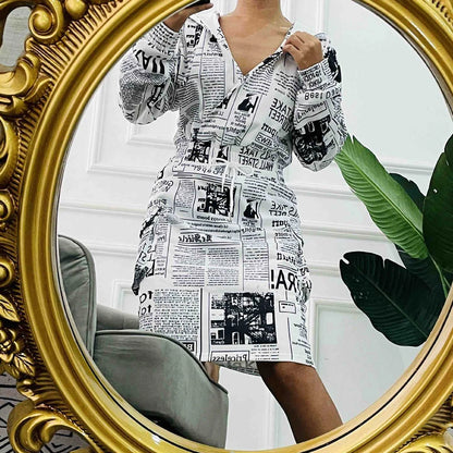 Plaid Hooded Drawstring Sweatshirt Dress – Autumn/Winter