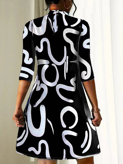 Long Sleeve Printed Mini Dress for Women