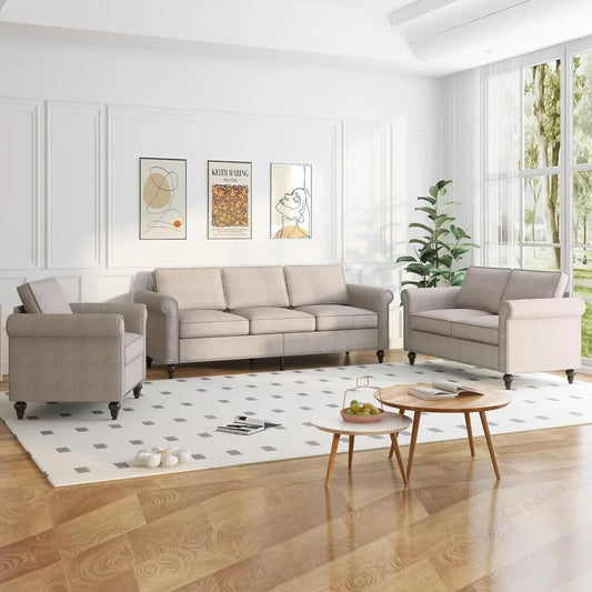 3 Piece Modular Living Room Sofa Set - Sectional Couch Set