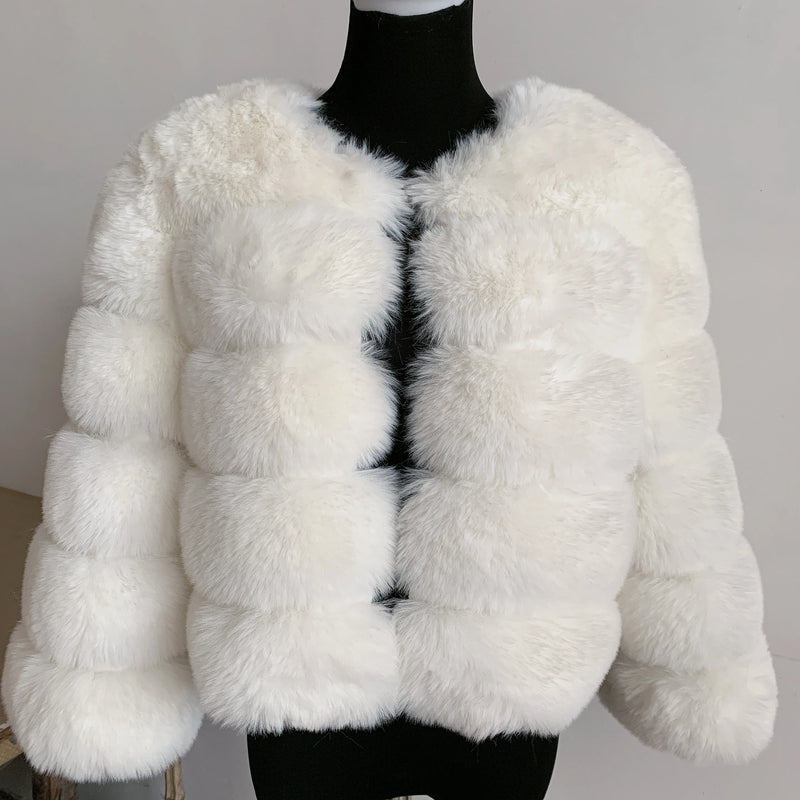 Women's High-Quality Faux Fox Fur Coat